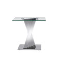 Tempered Glass Top End Table With Silver Mirror Finish Stainless Steel Base Silver Tempered Glass