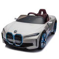 Licensed Bmw I4,12V Kids Ride On Car 2.4G W Parents Remote Control,Electric Car For Kids,Three Speed Adjustable,Power Display, Usb,Mp3 ,Bluetooth,Led Light,Two Point Safety Belt,Story White Plastic Indoor & Outdoor Use