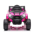 12V Kids Ride On Mini Utv, Electric Car With Front Led Lights And Horn, Single Seat With A Safety Belt, Forward Reverse Function Rose Red Polypropylene