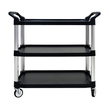 Three Layer Thickened Plastic Mobile Tool Cart Black Polypropylene