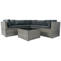 6 Pieces Pe Rattan Sectional Outdoor Furniture Cushioned Sofa Set Grey Wicker, Dark Grey Cushion Yes Complete Patio Set Grey Weather Resistant Frame Mildew Resistant Cushion Garden & Outdoor Classic Complete Patio Sets Fiber Foam Pads Pe Rattan Iron