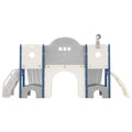 Kids Slide Playset Structure 7 In 1, Freestanding Space Set With Slide, Arch Tunnel, Ring Toss And Basketball Hoop,Double Slides For Toddlers, Kids Climbers Playground Blue Grey Hdpe