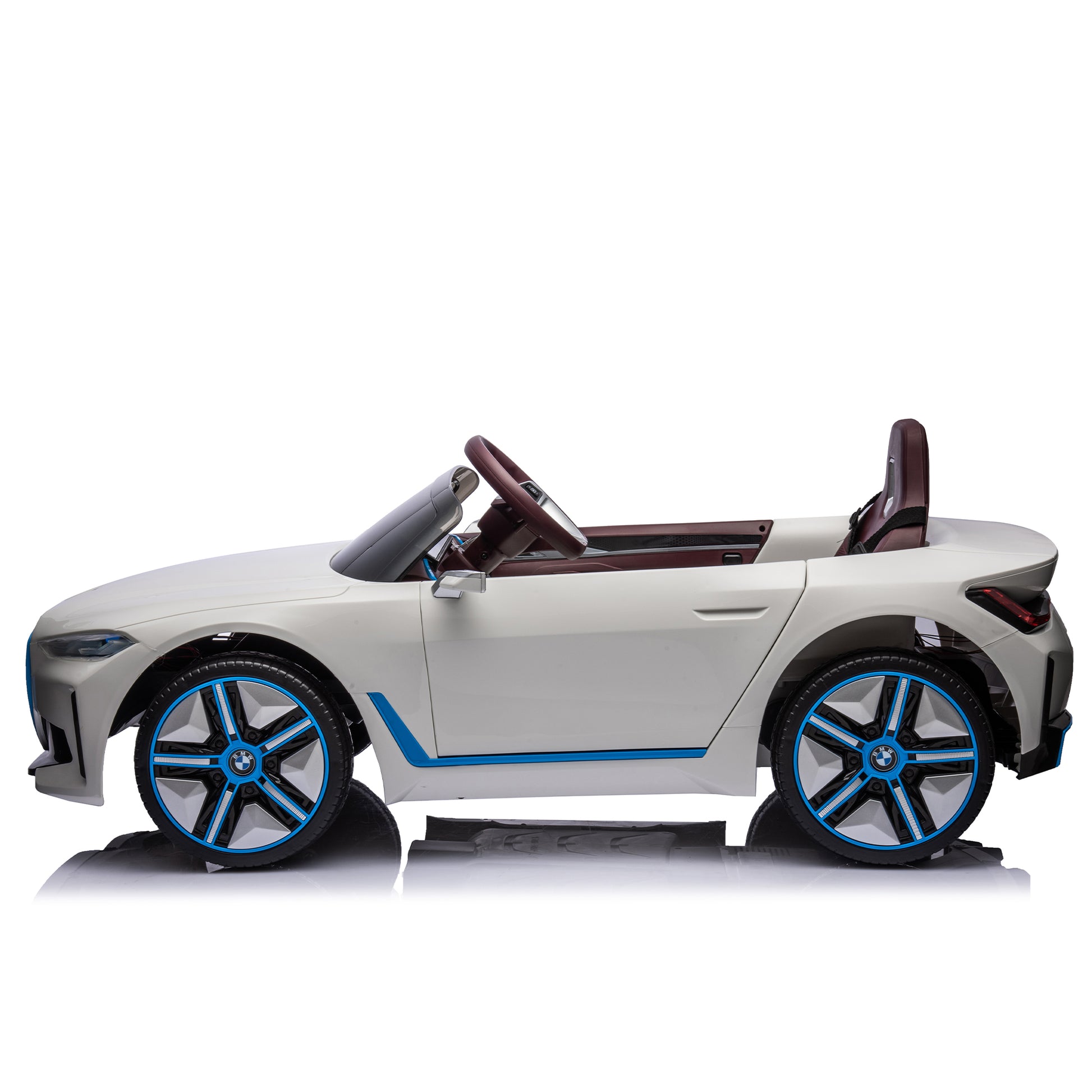 Licensed Bmw I4,12V Kids Ride On Car 2.4G W Parents Remote Control,Electric Car For Kids,Three Speed Adjustable,Power Display, Usb,Mp3 ,Bluetooth,Led Light,Two Point Safety Belt,Story White Plastic Indoor & Outdoor Use