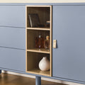 Storage Cabinet With Doors And Drawers, Chest Of Drawers, Multifunctional Storage Cabinet, Modern Chest Of Drawers, Wooden Storage Cabinet, Leather Handle Drawer Chest, Home Storage Cabinet, Office Ch Blue Solid Wood Mdf