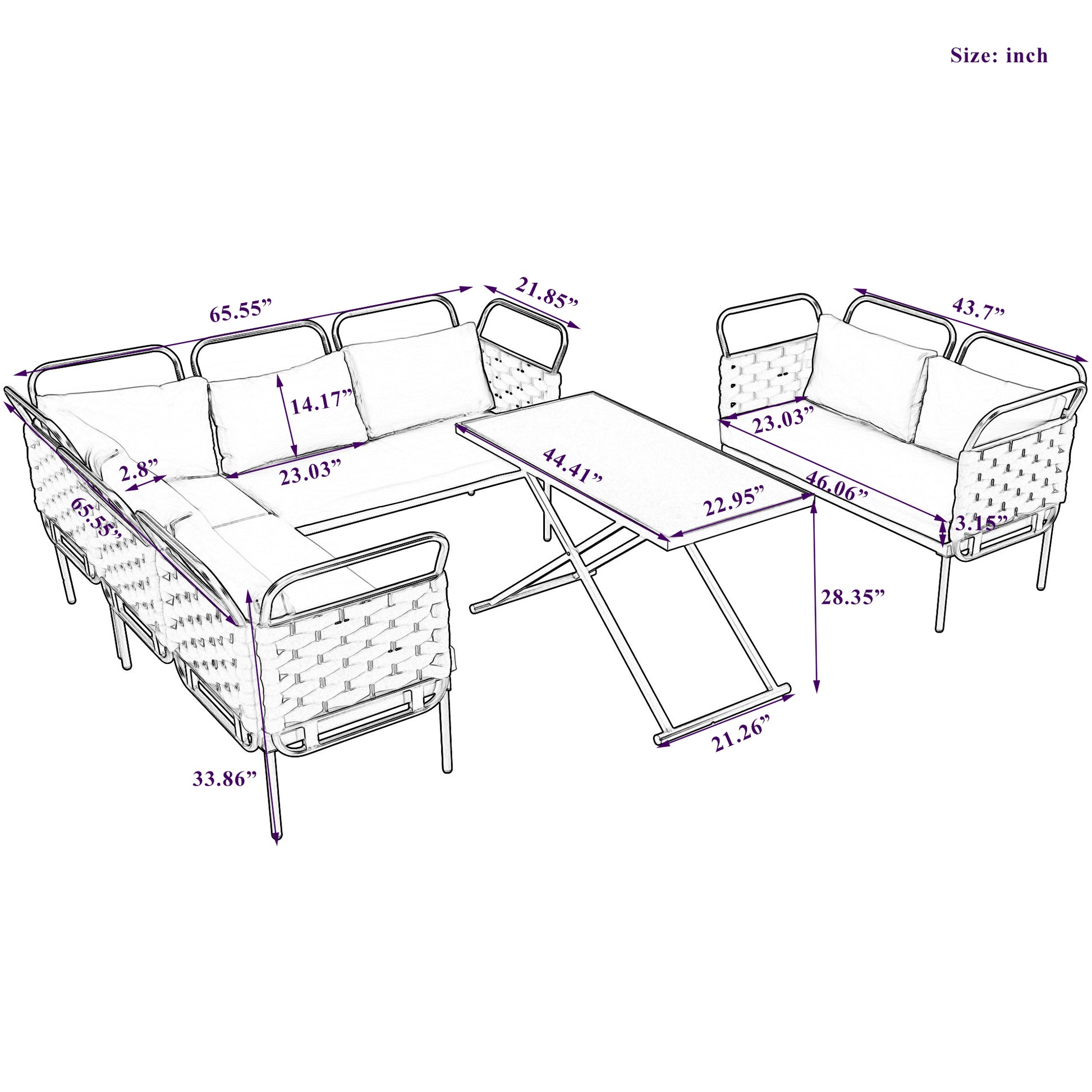 5 Piece Modern Patio Sectional Sofa Set Outdoor Woven Rope Furniture Set With Glass Table And Cushions, Gray Beige Yes Sectional Gray Beige Weather Resistant Frame Water Resistant Cushion Garden & Outdoor Modern Sectional Seating Groups Foam Woven Rope