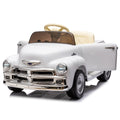 12V Kids Ride On Truck Car W Parents Control, Licensed Chevrolet 3100 Pickup,Electric Car For Kid,Vintage Modeling,3 Speeds,Led Lights,Bluetooth,Usb,High Power Up To 3.11 Mph,Age 3 White Polypropylene