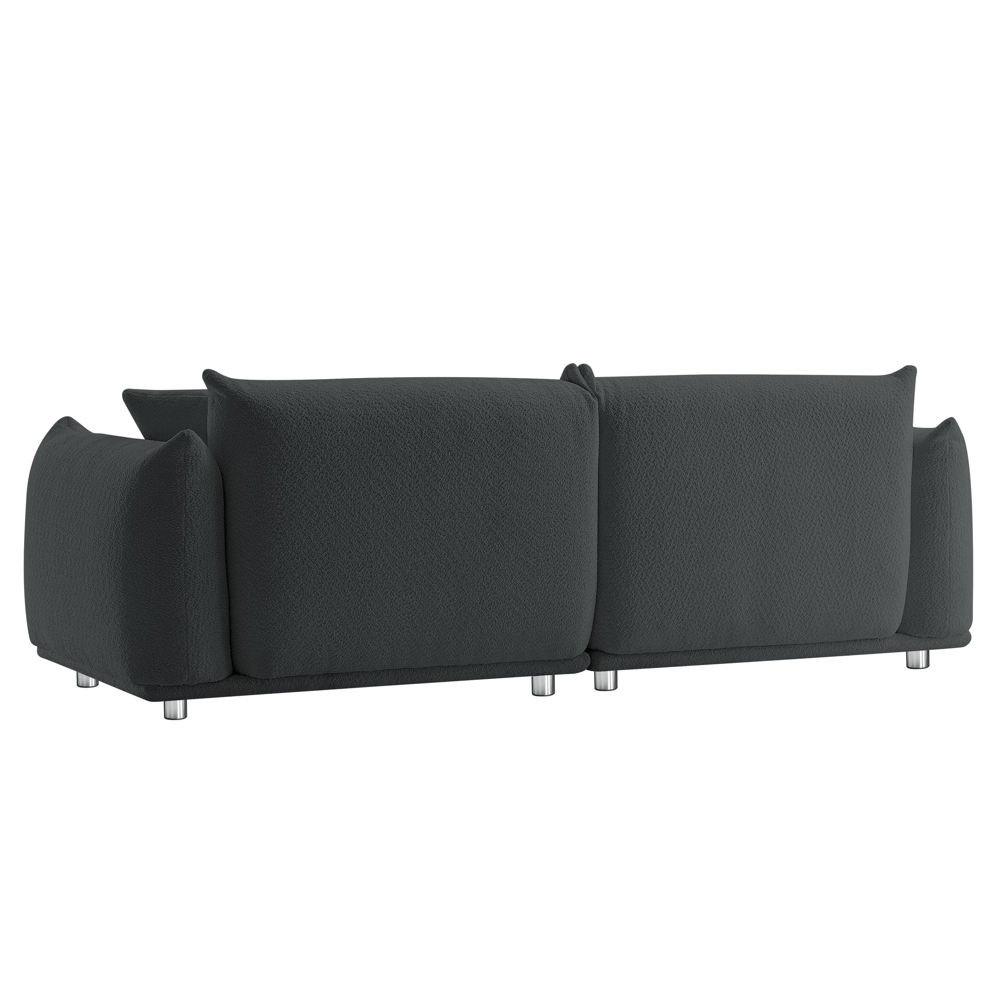 3 1 Oversized Loveseat Sofa For Living Room, Sherpa Sofa With Metal Legs, 3 Seater Sofa, Solid Wood Frame Couch With 2 Pillows, For Apartment Office Living Room Dark Grey Black Foam Fabric 4 Seat