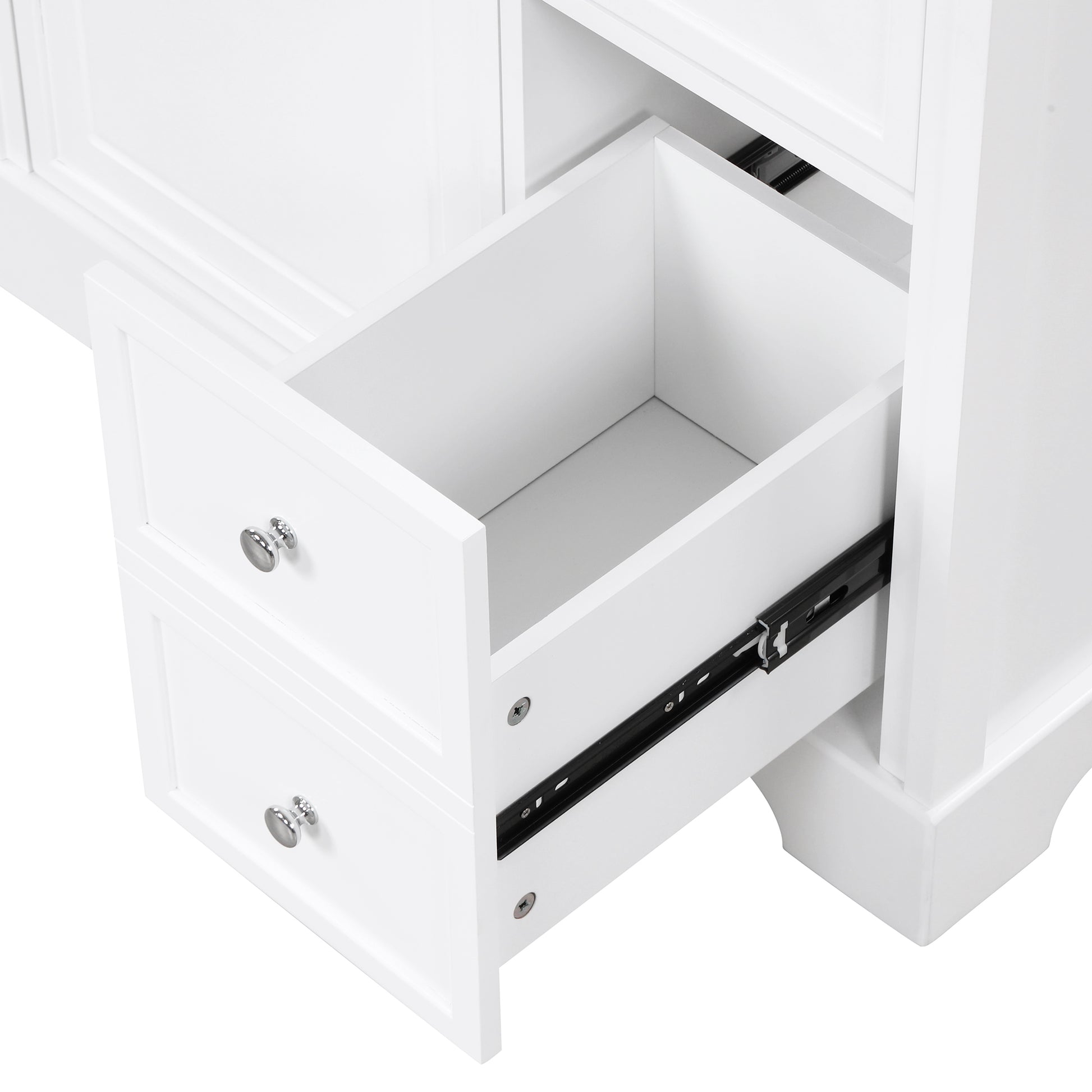 30" Bathroom Vanity With Sink Top, Bathroom Vanity Cabinet With Door And Two Drawers, Mdf Boards, Solid Wood, One Package, White White Solid Wood Mdf