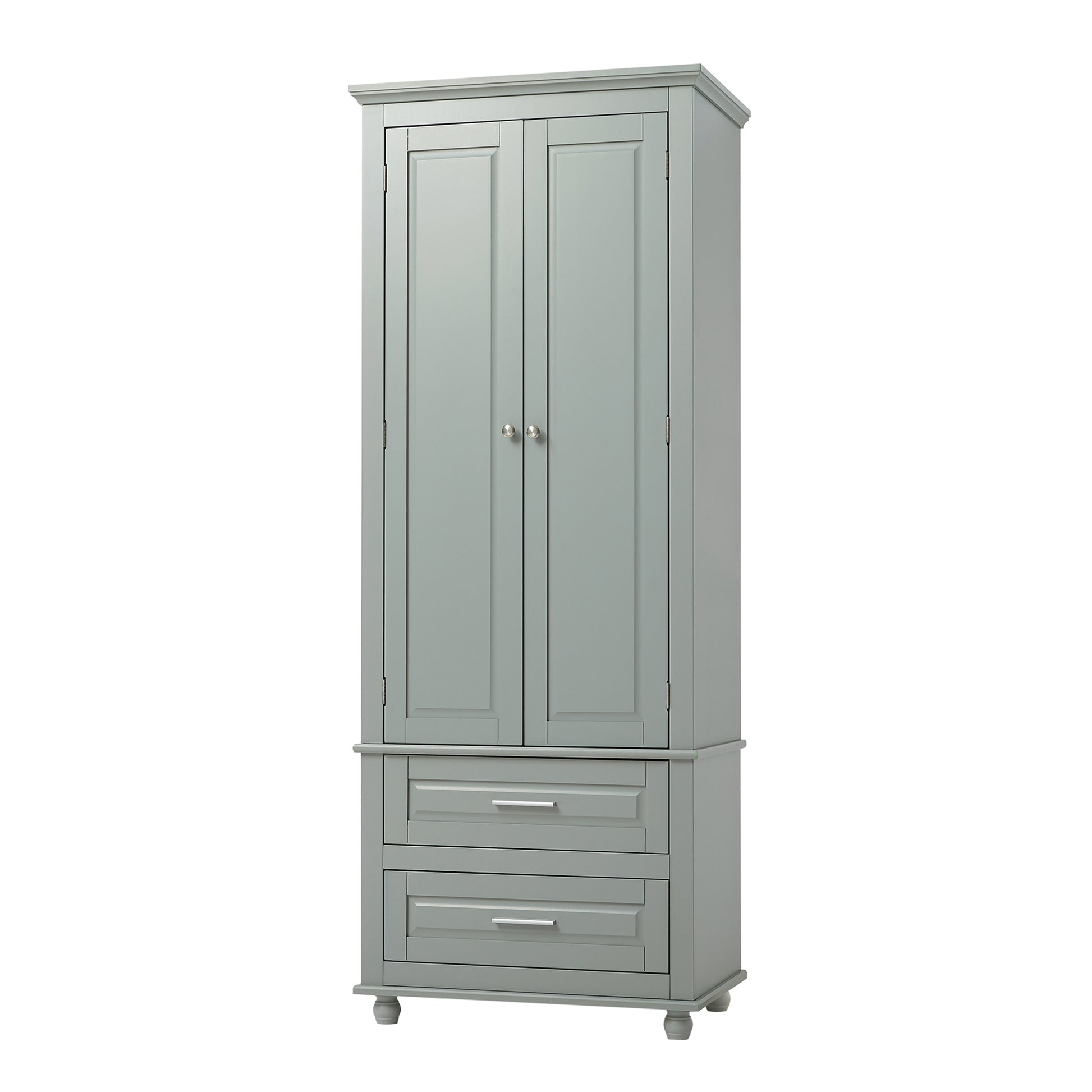 Tall Storage Cabinet With Two Drawers For Bathroom Office, Grey Grey Mdf