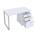 Writing Desk With 3 Drawers In White White Writting Desk Office Drawers Particle Board Mdf