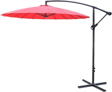 9 Ft Offset Hanging Market Patio Umbrella W Easy Tilt Adjustment For Backyard, Poolside, Lawn And Garden, Red Red Polyester