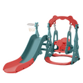 Toddler Slide And Swing Set 3 In 1, Kids Playground Climber Swing Playset With Basketball Hoops Freestanding Combination Indoor & Outdoor Red Hdpe