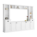 Minimalist Entertainment Wall Unit Set With Bridge For Tvs Up To 75'', Large Storage Space Tv Stand With Adjustable Shelves, Modernist Large Media Console For Living Room, White White Primary Living Space 70 79 Inches 70 79 Inches 75 Inches Particle