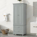 Tall Storage Cabinet With Two Drawers For Bathroom Office, Grey Grey Mdf