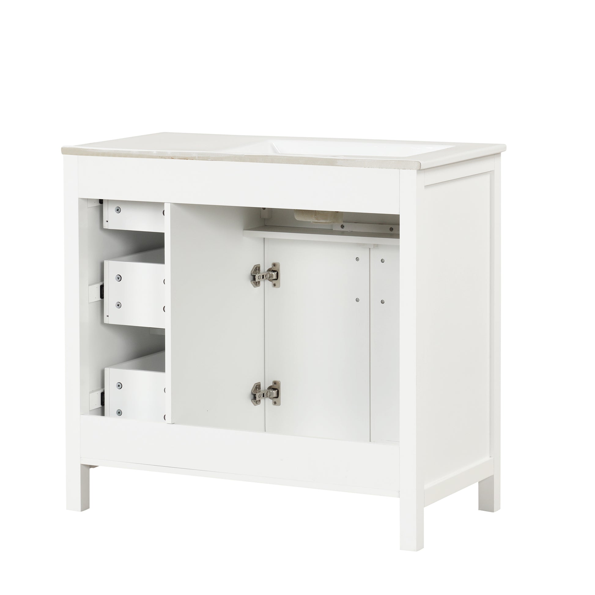 36" Bathroom Vanity With Sink Top, Bathroom Vanity Cabinet With Two Doors And Three Drawers, Solid Woodmdf Boards ,One Package, White Old Sku:Wf319757Aak White Solid Wood Mdf