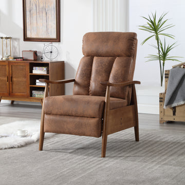 Coolmore Wood Frame Armchair, Modern Accent Chair Lounge Chair For Living Room Coffee Microsuede