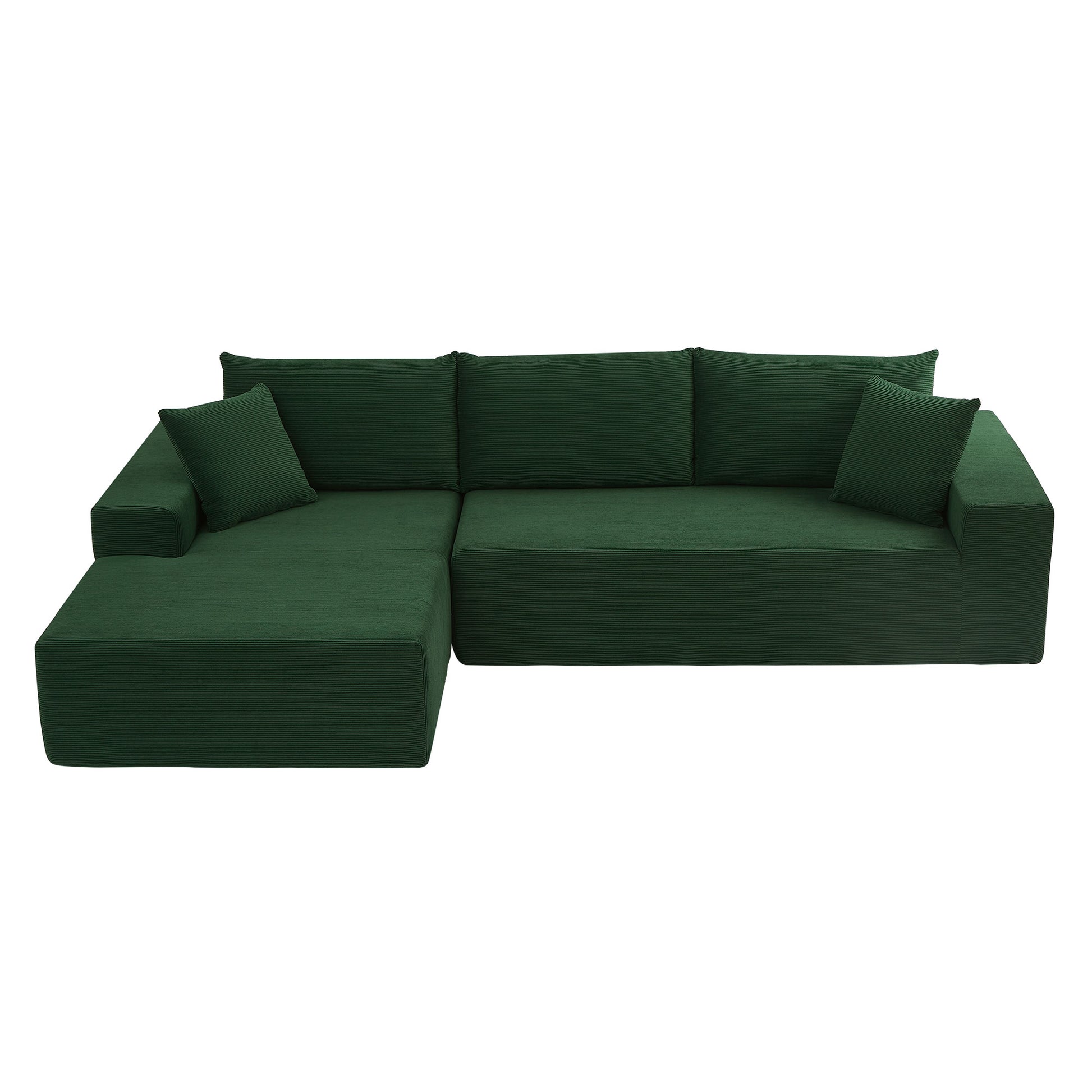 Sectional Corduroy Couch Covers 2 Pcs L Shape Sectional Sofa Couches For Living Room, Bedroom, Salon For Left Chaise,Drak Green. Dark Green Corduroy 3 Seat