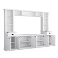 Minimalist Entertainment Wall Unit Set With Bridge For Tvs Up To 75'', Large Storage Space Tv Stand With Adjustable Shelves, Modernist Large Media Console For Living Room, White White Primary Living Space 70 79 Inches 70 79 Inches 75 Inches Particle