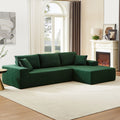 Sectional Sofa Set Separate L Shaped Corduroy Couch Cover For Both Left Right Couch Seat And Back: 1 Chaise 2 Sofa Seater ,Dark Green. Green Corduroy 3 Seat