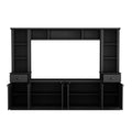 Minimalist Entertainment Wall Unit Set With Bridge For Tvs Up To 70'', Large Storage Space Tv Stand With Adjustable Shelves, Modernist Large Media Console For Living Room, Black Black 70 79 Inches Particle Board