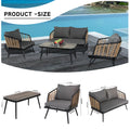 4 Pieces Patio Furniture Set, Pe Rattan Wicker 4 Pcs Outdoor Sofa Set W Washable Cushion And Tempered Glass Tabletop, Conversation Furniture For Garden Poolside Balcony Black Natural Steel