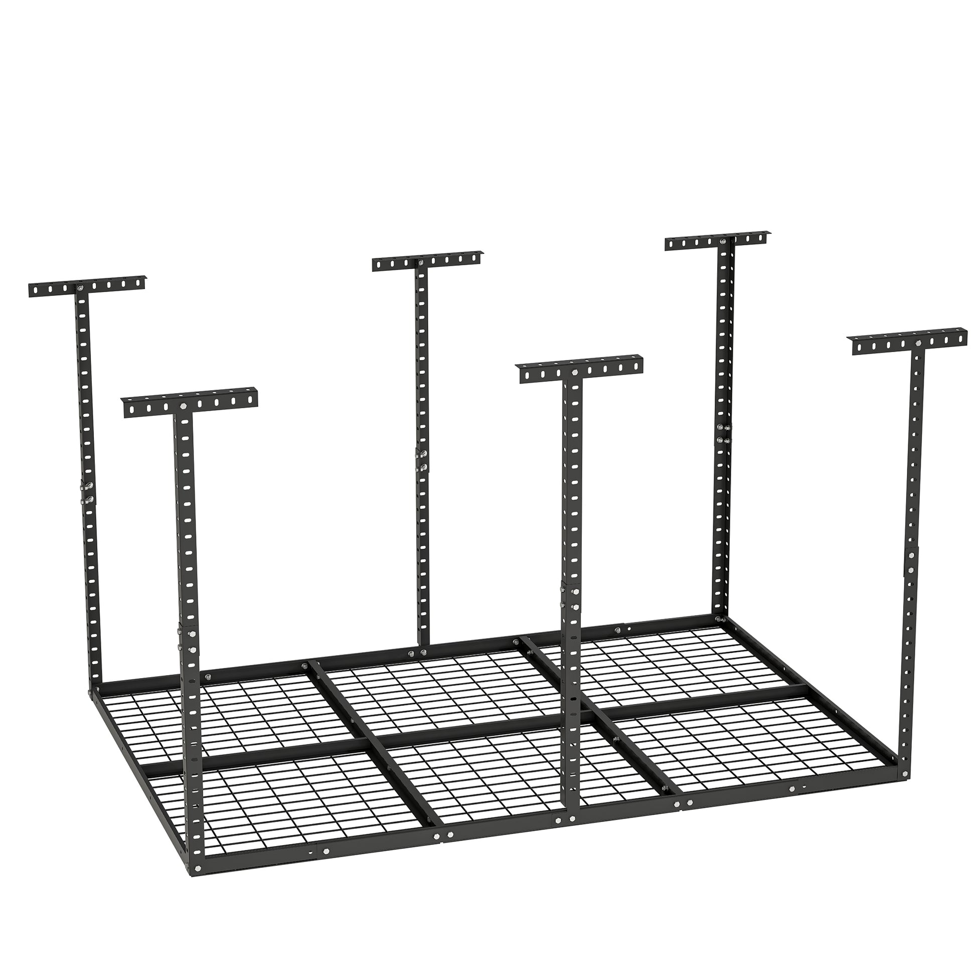 4X6Ft Overhead Garage Storage Rack,Adjustable Garage Storage Organization Systerm,Heavy Duty Metal Garage Ceiling Storage Racks,560Lbs Weight Capacity,Black Black Metal