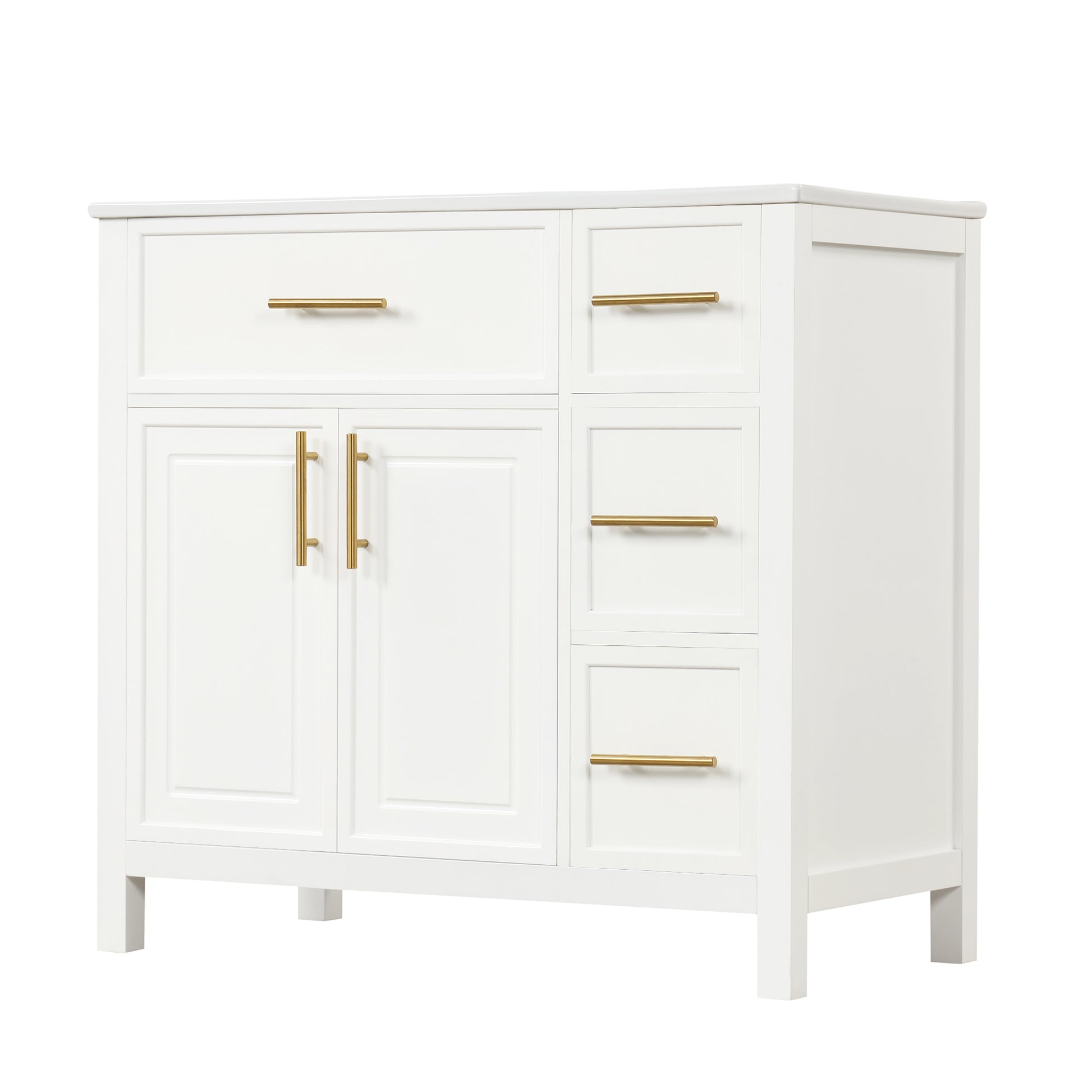 36" Bathroom Vanity With Sink Top, Bathroom Vanity Cabinet With Two Doors And Three Drawers, Solid Woodmdf Boards ,One Package, White Old Sku:Wf319757Aak White Solid Wood Mdf