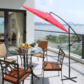 9 Ft Offset Hanging Market Patio Umbrella W Easy Tilt Adjustment For Backyard, Poolside, Lawn And Garden, Red Red Polyester