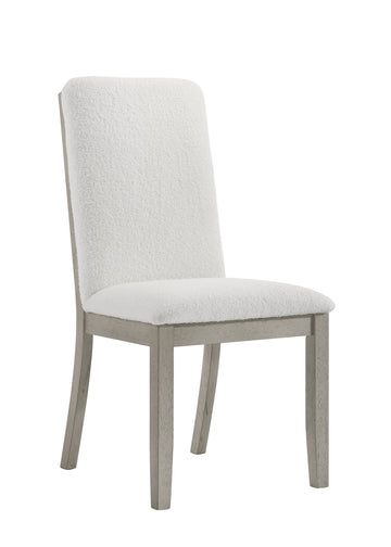 2Pc Gray Finish Side Chair White Fabric Upholstered Seat Contemporary Transitional Style Dining Room Wooden Furniture Antique Gray Gray Contemporary,Transitional Side Chair Wood