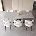 Extendable Dining Table Table Set For 6 8 Person For Dining Room,Curved Backrest Round Upholstered Soft Padded Armless Dining Chairs And Very Large Dining Room Table Kitchen Table Chair Set Grey White Mdf Metal