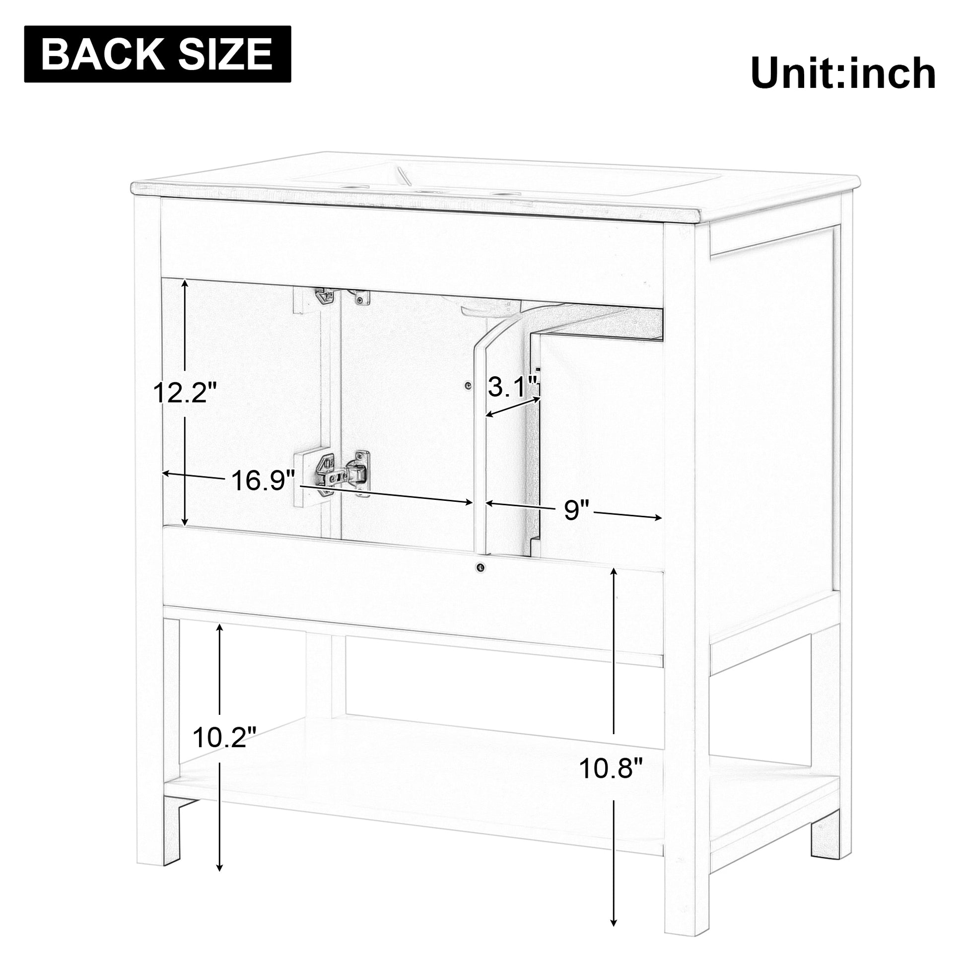 30" Bathroom Vanity With Sink Top, Bathroom Vanity Cabinet With Two Doors And One Drawer, Mdf Boards, Solid Wood, One Package, White White Solid Wood Mdf