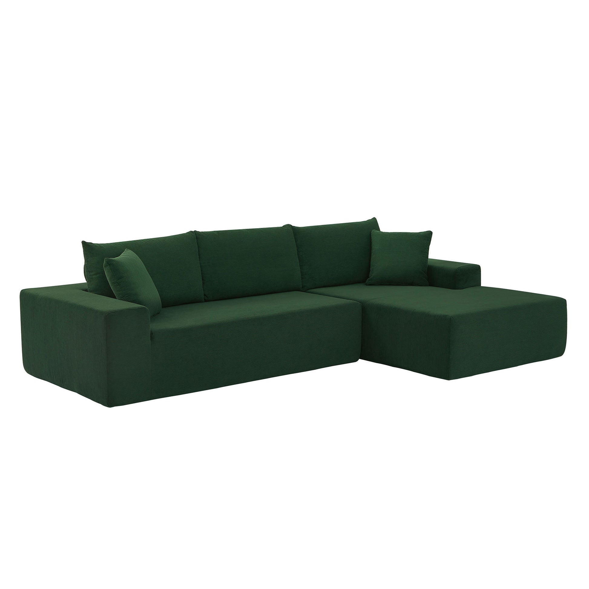 Sectional Sofa Set Separate L Shaped Corduroy Couch Cover For Both Left Right Couch Seat And Back: 1 Chaise 2 Sofa Seater ,Dark Green. Green Corduroy 3 Seat