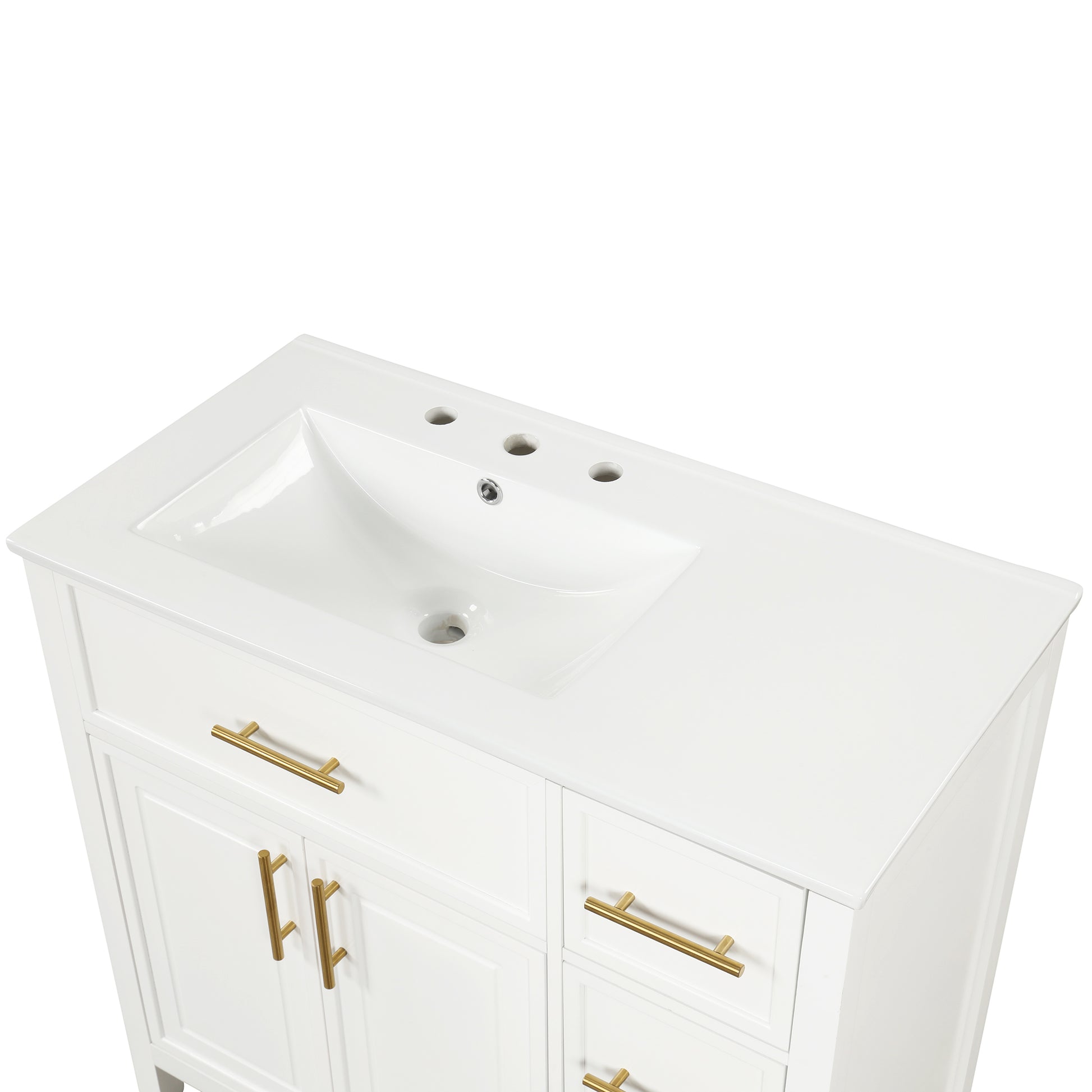 36" Bathroom Vanity With Sink Top, Bathroom Vanity Cabinet With Two Doors And Three Drawers, Solid Woodmdf Boards ,One Package, White Old Sku:Wf319757Aak White Solid Wood Mdf