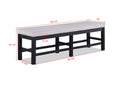1Pc Black Finish Standard Height Long Bench Gray Fabric Upholstered Seat Contemporary Transitional Style Dining Room Wooden Furniture Black Dining Room Rectangular Grey Transitional Wood