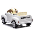 12V Kids Ride On Truck Car W Parents Control, Licensed Chevrolet 3100 Pickup,Electric Car For Kid,Vintage Modeling,3 Speeds,Led Lights,Bluetooth,Usb,High Power Up To 3.11 Mph,Age 3 White Polypropylene