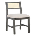 6 Piece Retro Farmhouse Style Dining Set, Rectangular Table And 4 Upholstered Chairs With Rattan And Bench For Dining Room And Kitchen Gray Gray Solid Wood Mdf