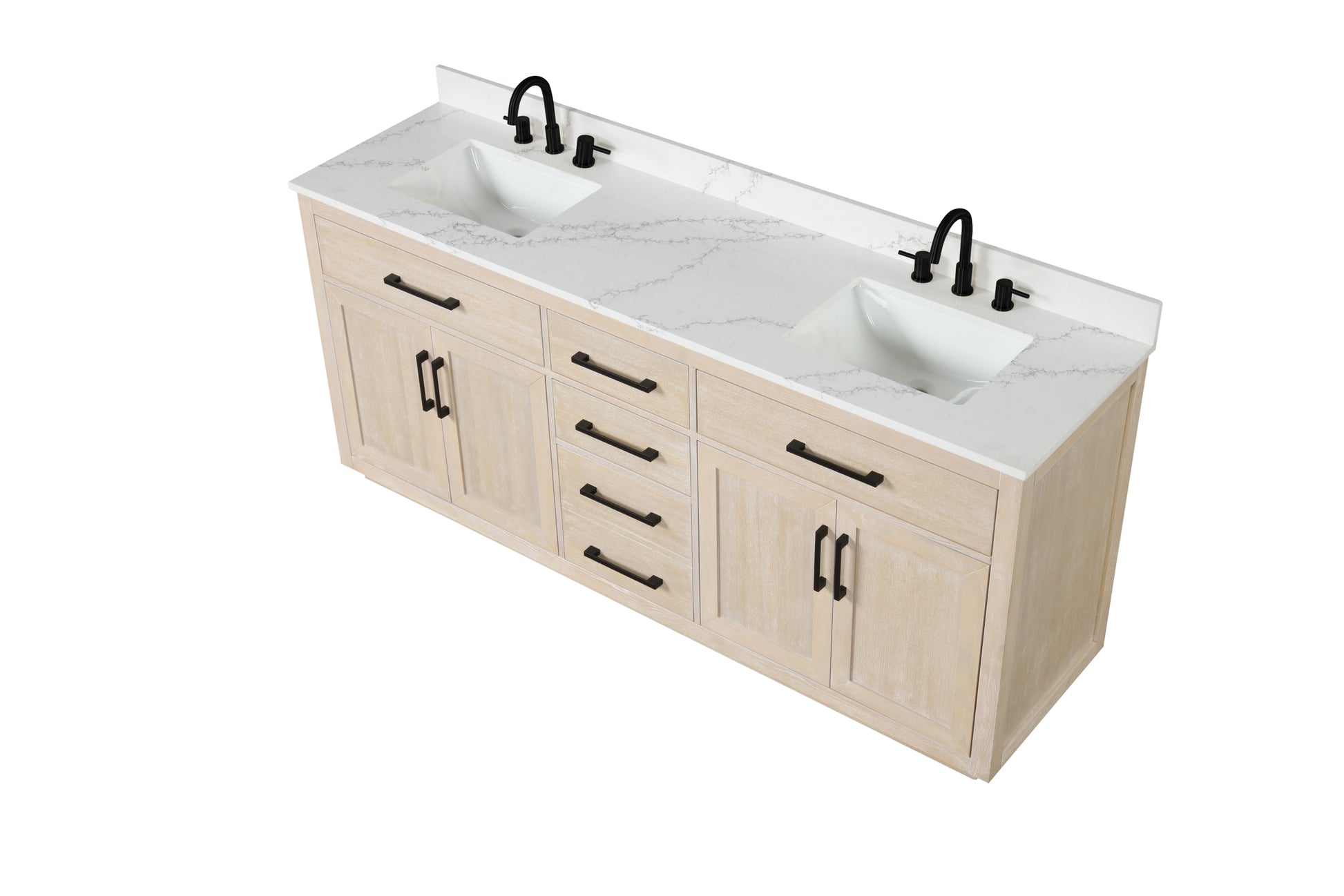 80" Bathroom Vanity With Double Sink, Freestanding Modern Bathroom Vanity With Soft Close Cabinet And 3 Drawers, Solid Wood Bathroom Storage Cabinet With Quartz Countertop, Milk Oak Light Oak Bathroom Modern Solid Wood