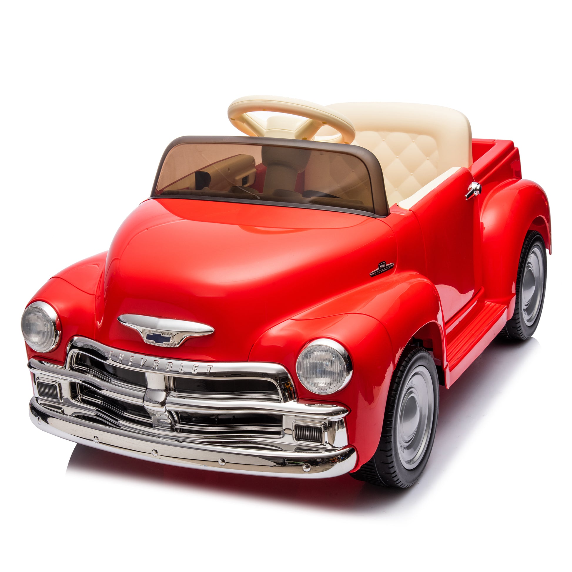 12V Kids Ride On Truck Car W Parents Control, Licensed Chevrolet 3100 Pickup,Electric Car For Kid,Vintage Modeling,3 Speeds,Led Lights,Bluetooth,Usb,High Power Up To 3.11 Mph,Age 3 Red Polypropylene