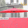 9 Ft Offset Hanging Market Patio Umbrella W Easy Tilt Adjustment For Backyard, Poolside, Lawn And Garden, Red Red Polyester