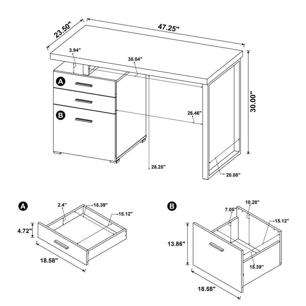 3 Drawer Office Desk In Cappuccino Finish Cappuccino Office Rectangular Drawers Particle Board Mdf