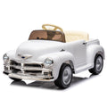 12V Kids Ride On Truck Car W Parents Control, Licensed Chevrolet 3100 Pickup,Electric Car For Kid,Vintage Modeling,3 Speeds,Led Lights,Bluetooth,Usb,High Power Up To 3.11 Mph,Age 3 White Polypropylene