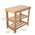 2 Tier Bamboo Shoe Bench Rack Shoe Storage Natural Bamboo