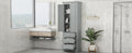 Tall Storage Cabinet With Three Drawers For Bathroom Office, Grey Grey Mdf