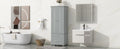 Tall Storage Cabinet With Two Drawers For Bathroom Office, Grey Grey Mdf