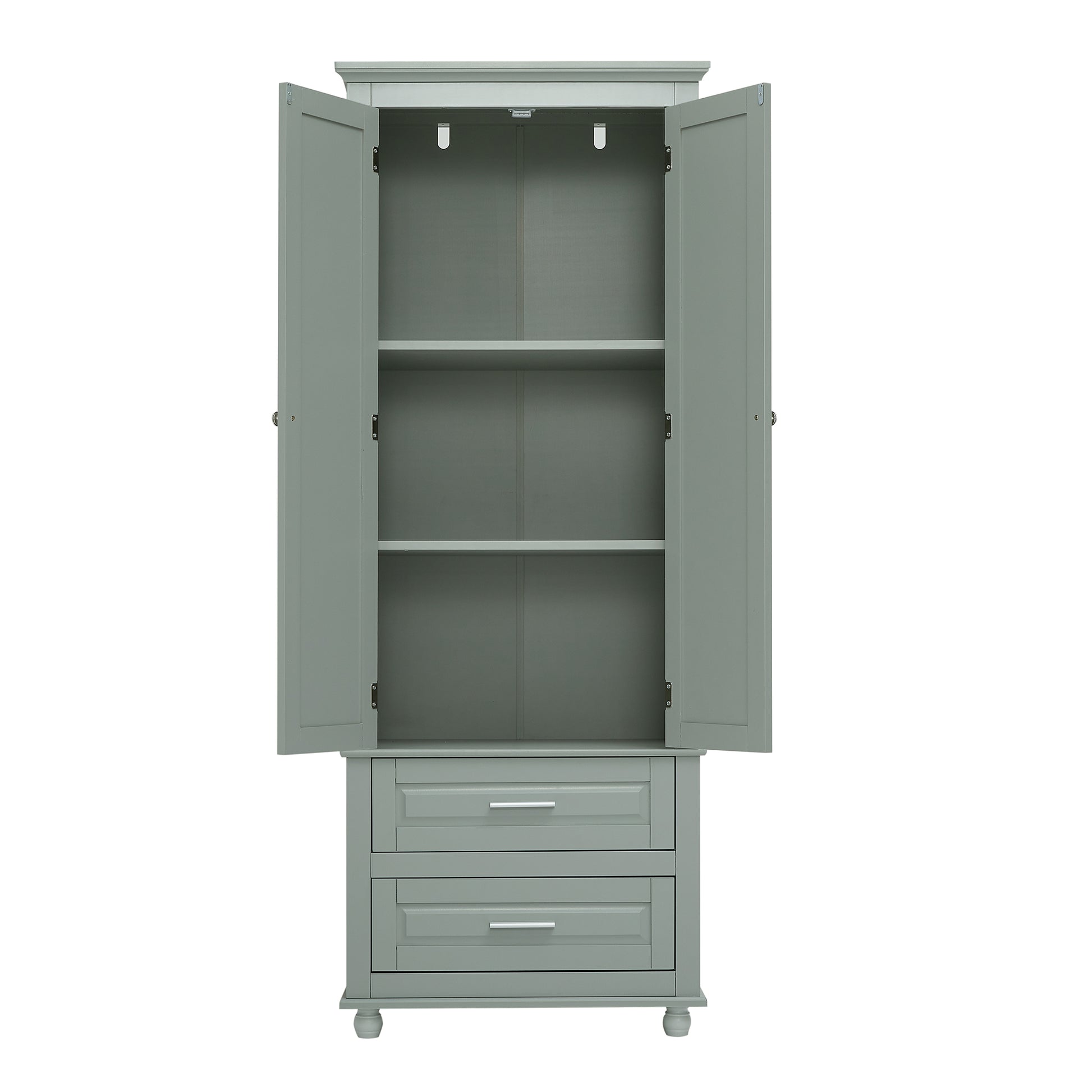 Tall Storage Cabinet With Two Drawers For Bathroom Office, Grey Grey Mdf