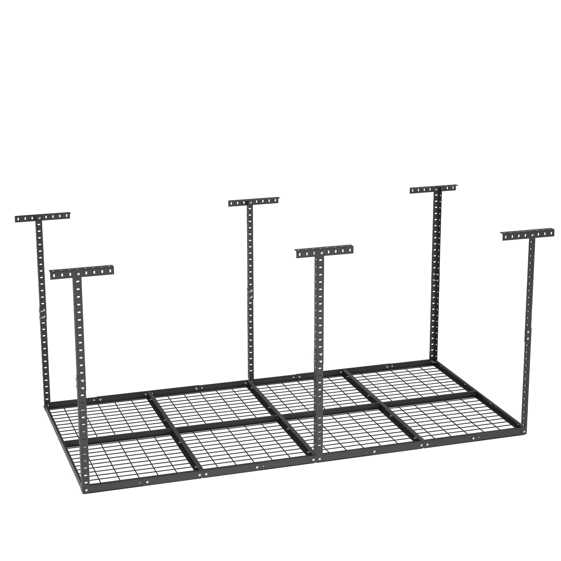 4X8Ft Overhead Garage Storage Rack,Adjustable Garage Storage Organization Systerm,Heavy Duty Metal Garage Ceiling Storage Racks,660Lbs Weight Capacity,Black Black Iron