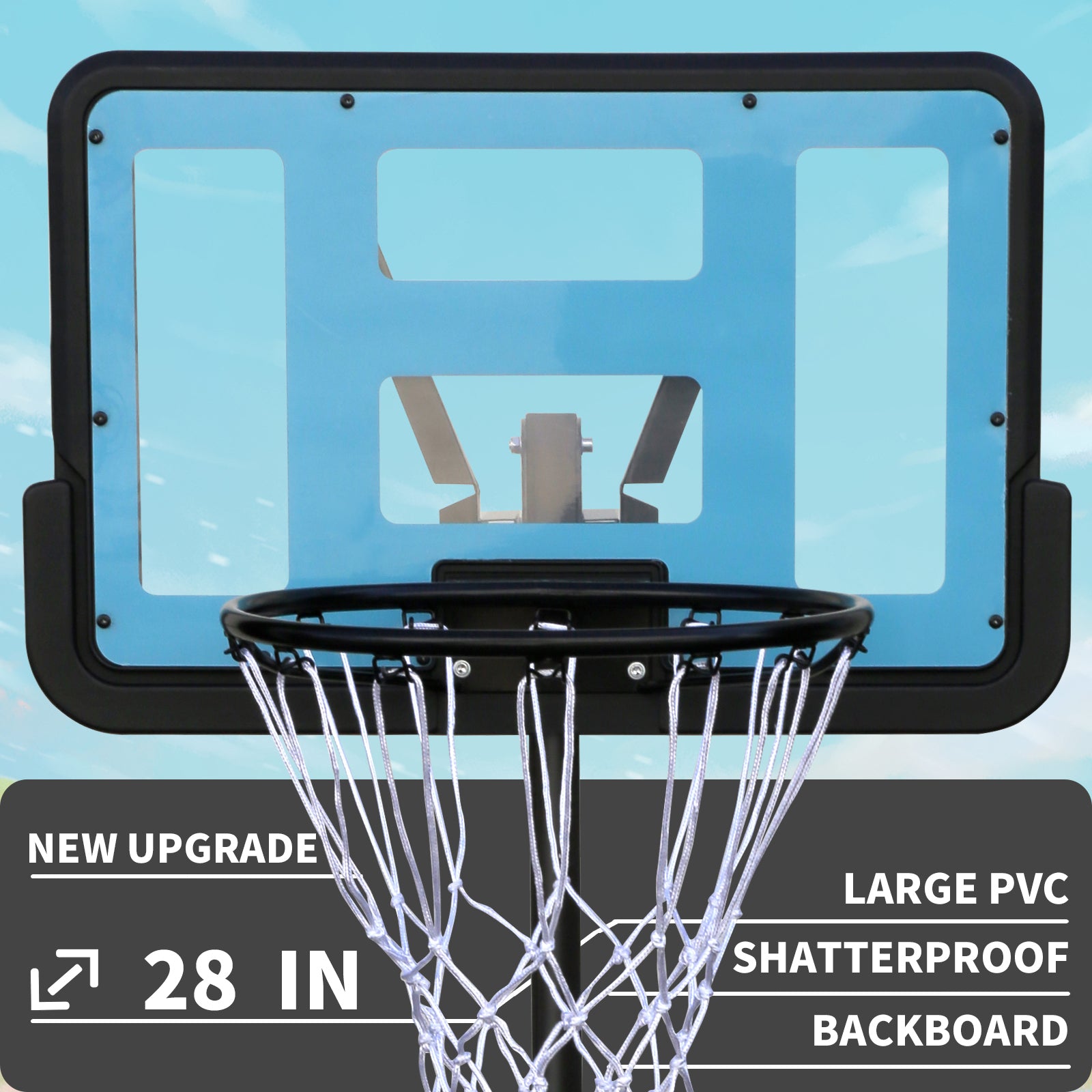 Use For Outdoor Height Adjustable 4.8 To 7.7Ft Basketball Hoop 44 Inch Backboard Portable Basketball Goal System With Stable Base And Wheels Balls Sports Transparent Garden & Outdoor Sporty Iron