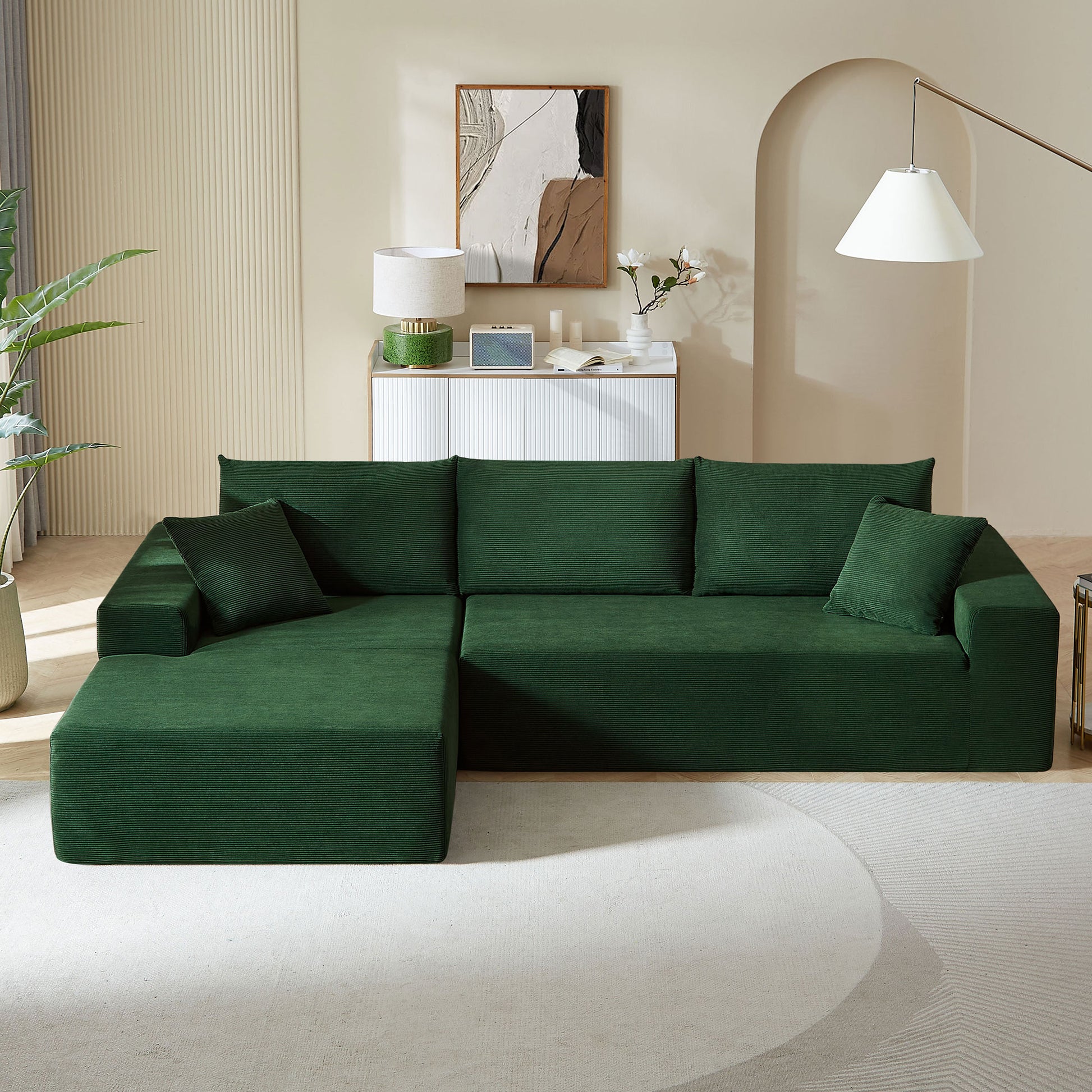 Sectional Corduroy Couch Covers 2 Pcs L Shape Sectional Sofa Couches For Living Room, Bedroom, Salon For Left Chaise,Drak Green. Dark Green Corduroy 3 Seat