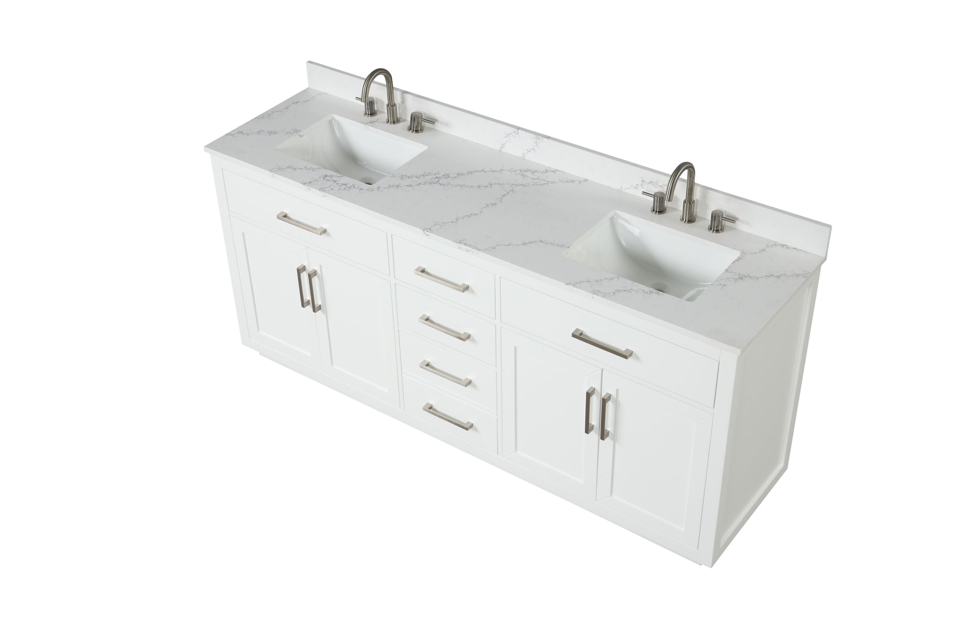 80" Bathroom Vanity With Double Sink, Freestanding Modern Bathroom Vanity With Soft Close Cabinet And 3 Drawers, Solid Wood Bathroom Storage Cabinet With Quartz Countertop, White White Bathroom Modern Solid Wood