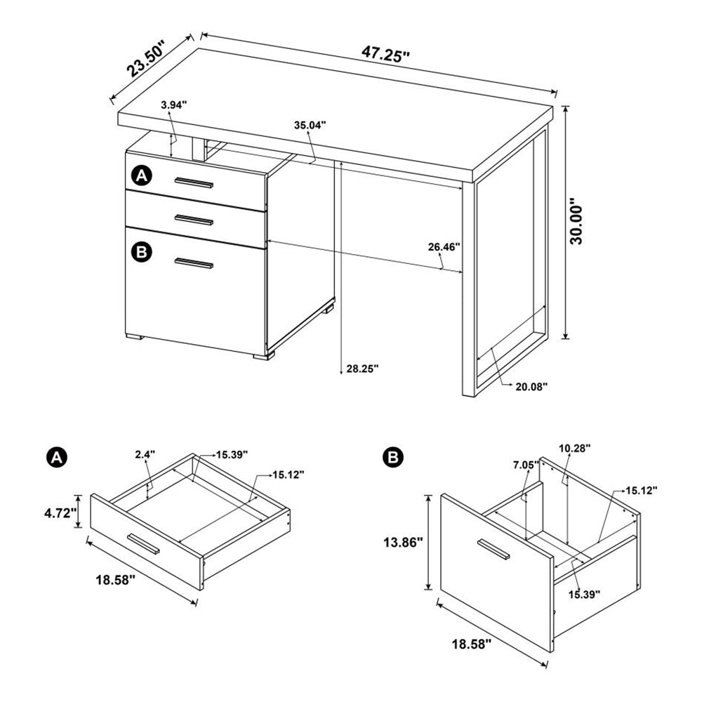 Writing Desk With 3 Drawers In White White Writting Desk Office Drawers Particle Board Mdf